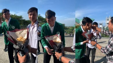 Wisuda unik, Buket berkat, Momen wisuda, Kejadian menarik, Kreativitas buket, Tanggapan publik, Keunikan buket, Respons netizen, Inspirasi kreatif, Buket makanan, Tradisi wisuda, Dampak komunitas, Sorotan komentar, Ide inovatif, Kejutan yang unik, Peluang bisnis, Acara wisuda, Kebahagiaan wisuda, Sentuhan pribadi, Momennya yang tak terduga.