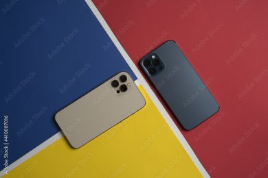 iPhone 15 concept. Presentation iPhone 15 Pro max gold and pacific blue, a Luxury Presentation