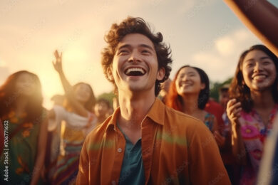 Asian people enjoying in a music festival